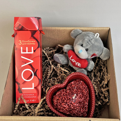 Подарочный набор "Горячее сердце" бомбочки для ванны, свеча, игрушка 59818