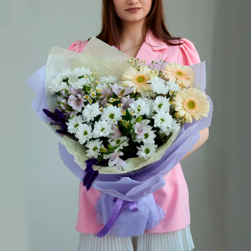 Букет из хризантем с гермини арт. 84605