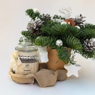 Сет стаканчик из еловых веток со свечой в банке "Сказочный олень" N 90863