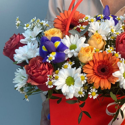 Сумка с живыми цветами оранжевая N 66670