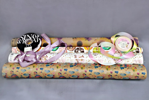 Упаковка крафт + атласная лента