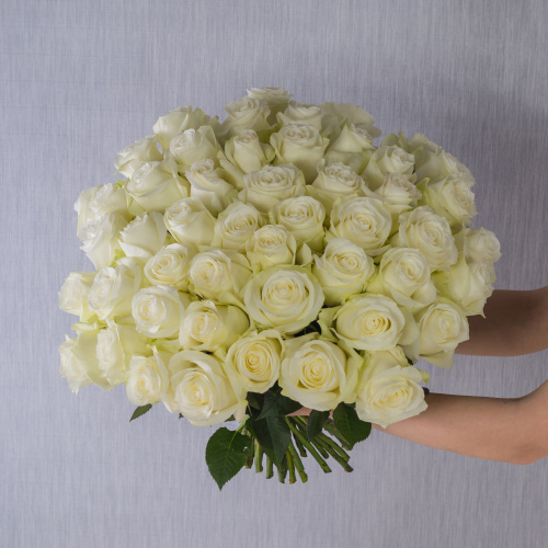 Букет из 51 белой Розы 40 см арт. 7308-Б